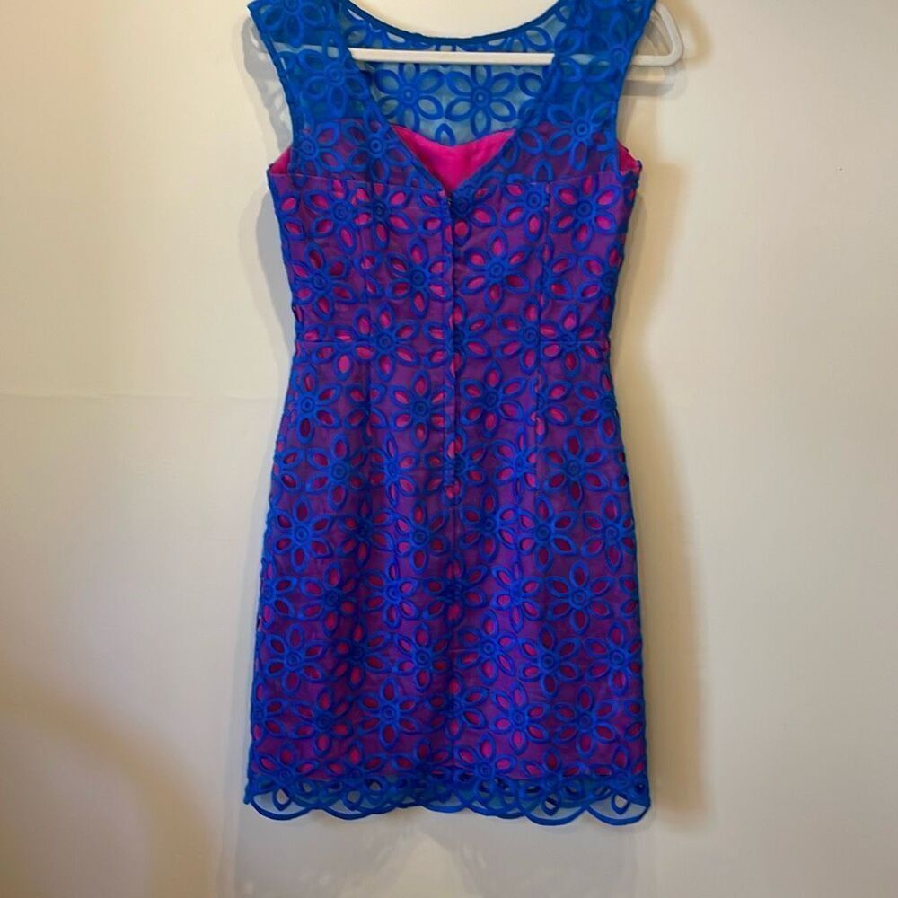 Lilly Pulitzer Selna Royce Summer Shift Dress, Size 2. Hot Pink and Royal Blue - Picture 3 of 10